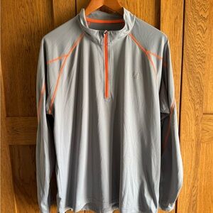 Men's The North Face Lightweight Gray and Orange 1/4 zip Pullover
